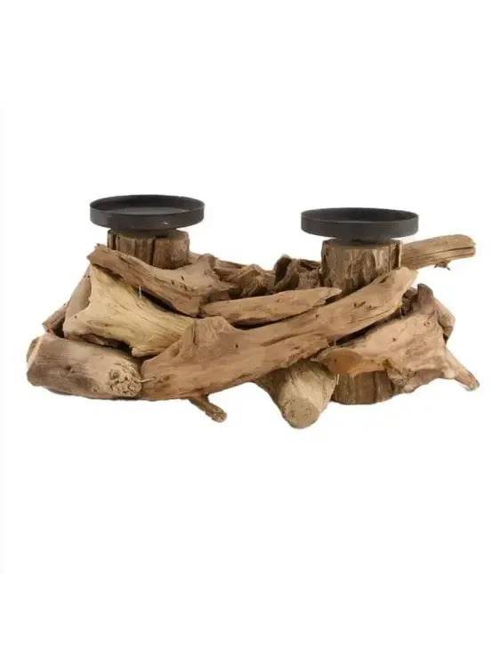 CANDLE HOLDER DRIFTWOOD 32X18X14CM NATURAL