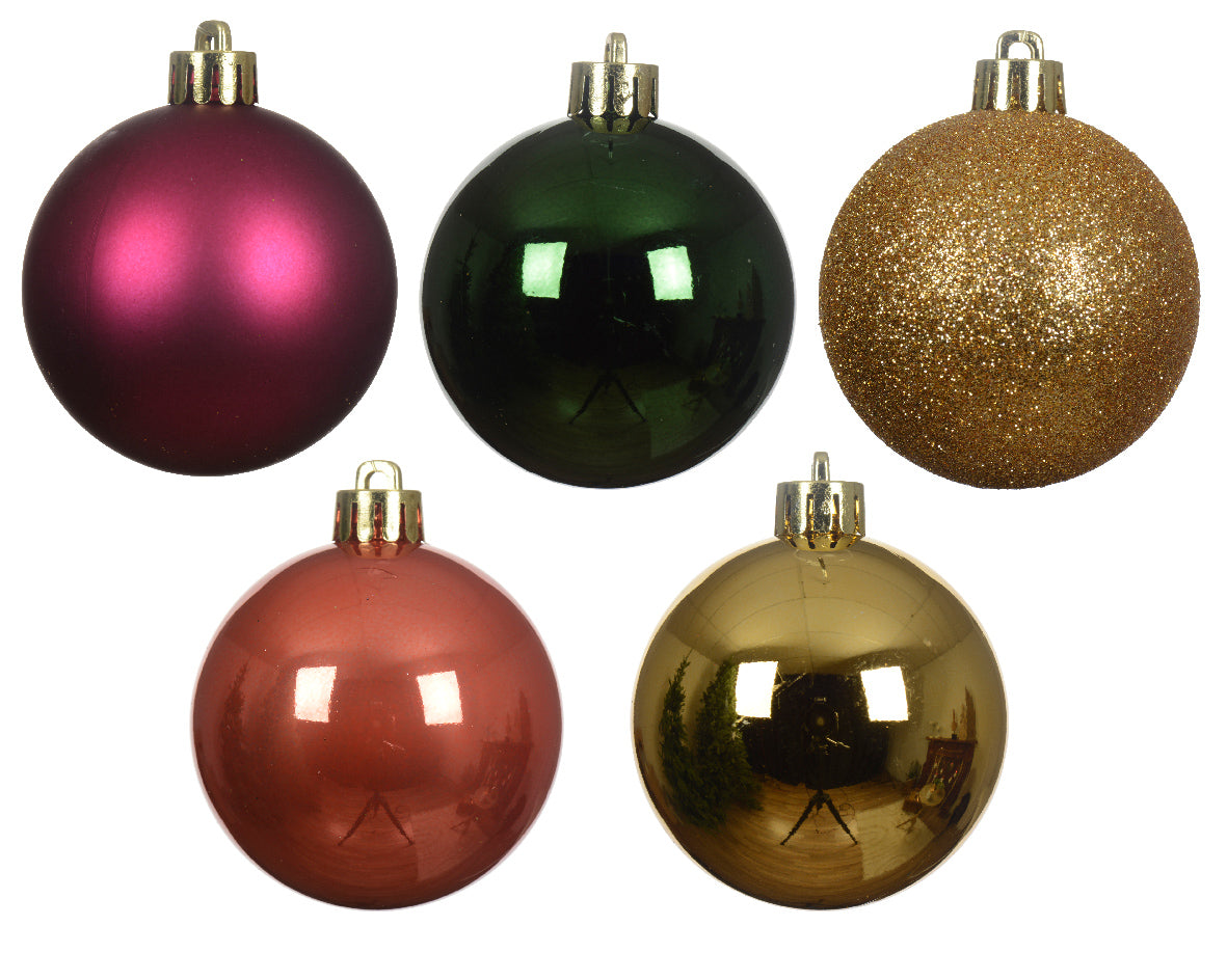 PACK DE 30 BOLAS DE NAVIDAD MAUVE OSCURO