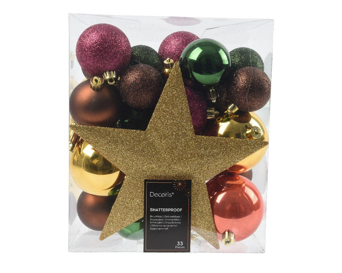 PACK DE 9 ADORNOS DE NAVIDAD EN TONO MALVA OSCURO