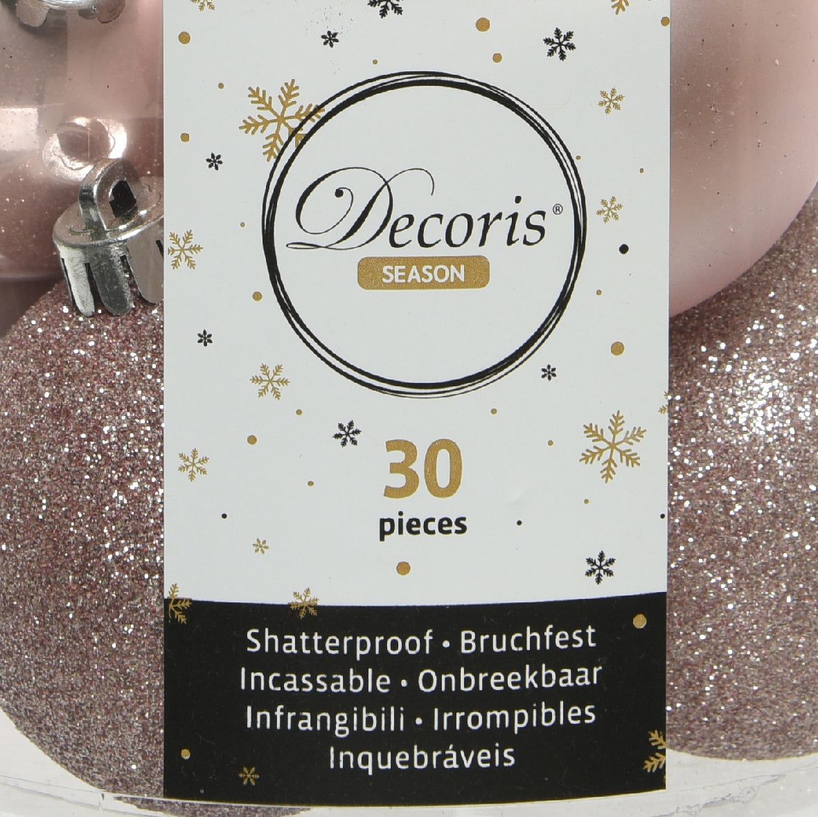 BAUBLES SHATTERPROOF SHMATT GLMIX DIA6CM BLUSHPINK
