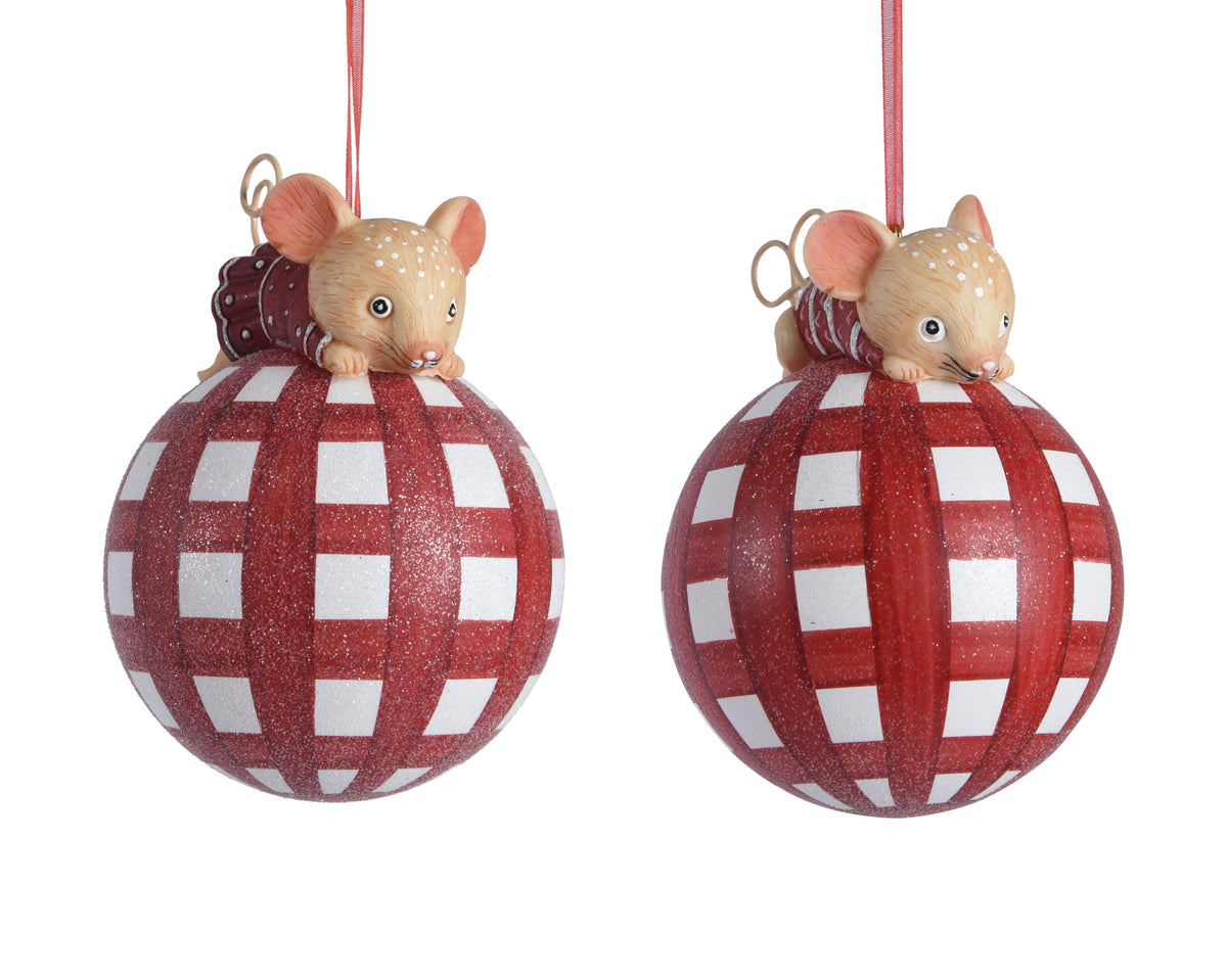 BOLA DE NAVIDAD DE CRISTAL CON RATÓN