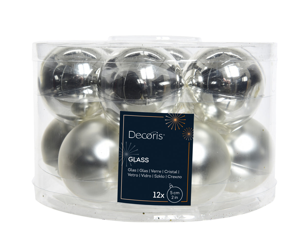 BAUBLES GLASS SHINY MATT MIX SILVER