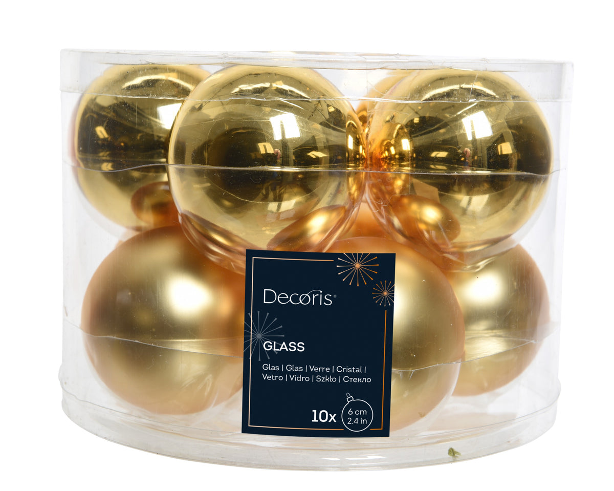 BAUBLES GLASS SHINY,MATT MIX LIGHT GOLD