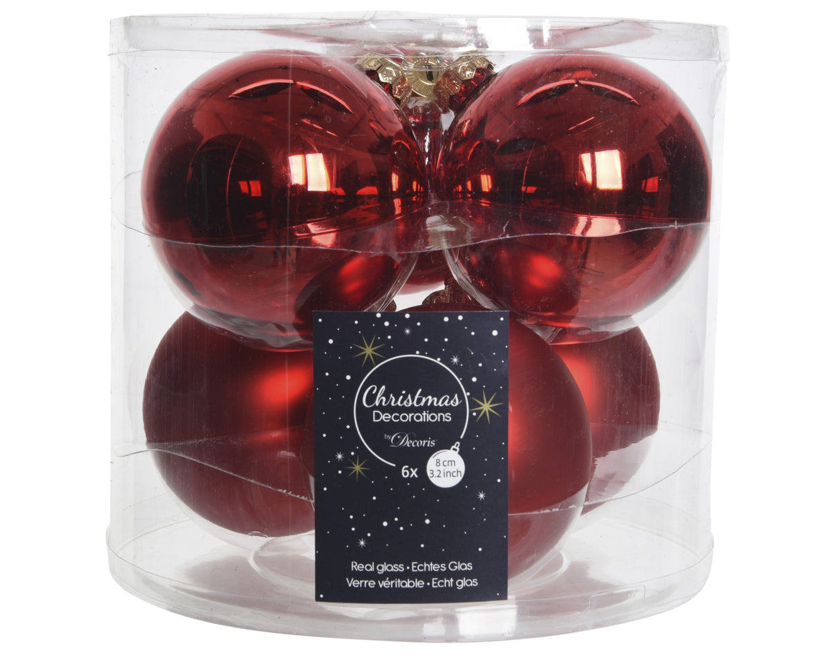 BAUBLES GLASS SHINY,MATT MIX CHRIS RED