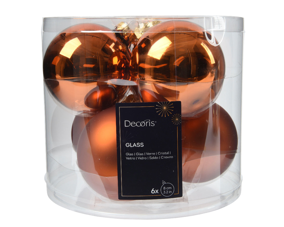 BAUBLE GLASS SHINY, MATT MIX WARM CIDER