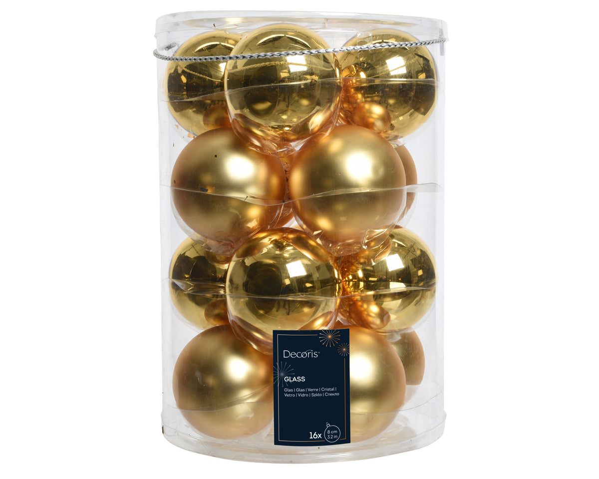 BAUBLES GLASS SHINY,MATT MIX LIGHT GOLD