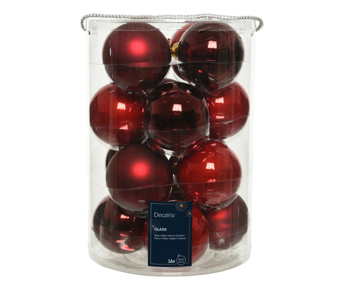 BAUBLES GLASS ENAMEL,SHINY,MATT MIX CHRISTMAS RED/COLOUR(S) DIÁMETRO 8CM
