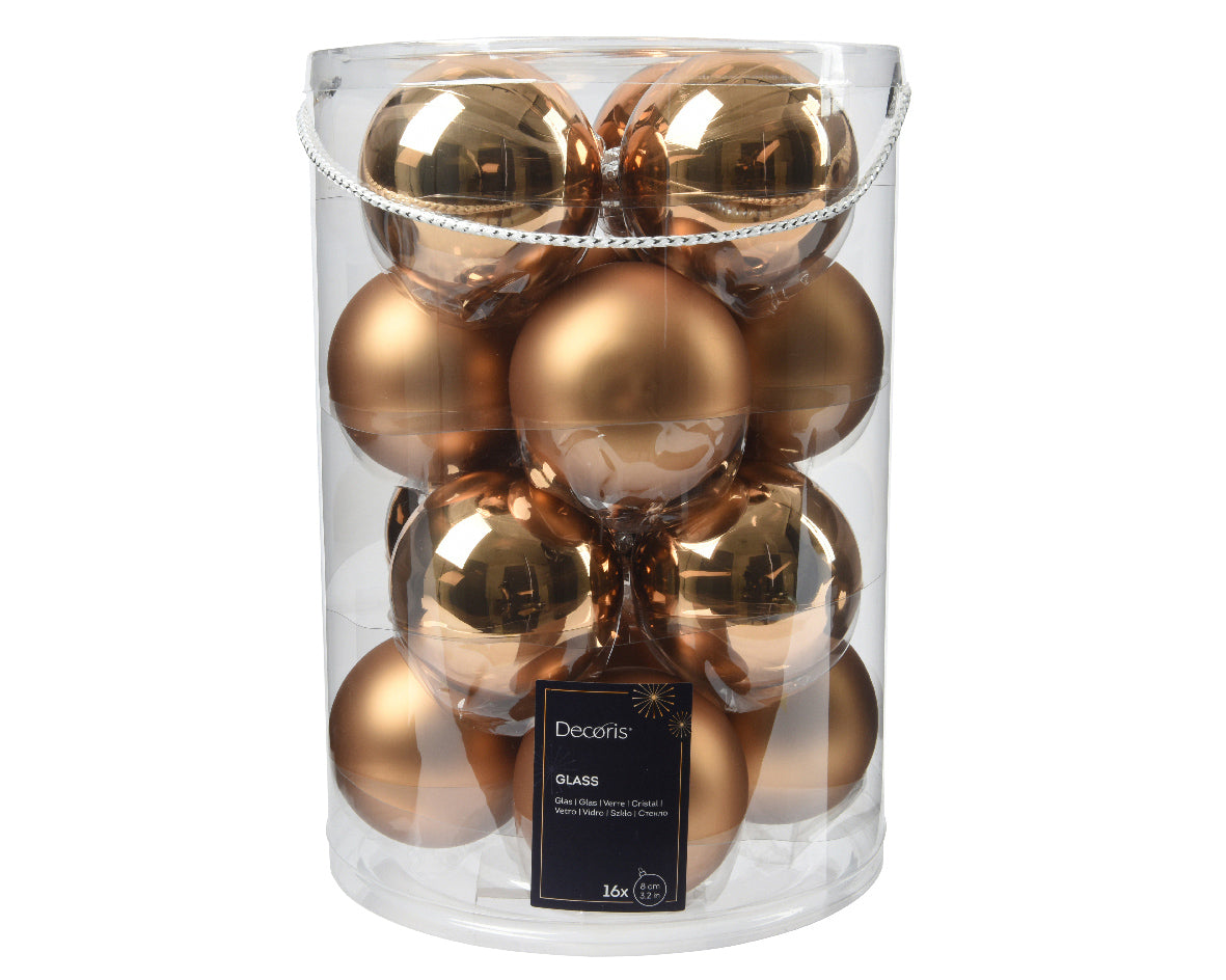 BAUBLES GLASS SHINY, MATT MIX BROWN