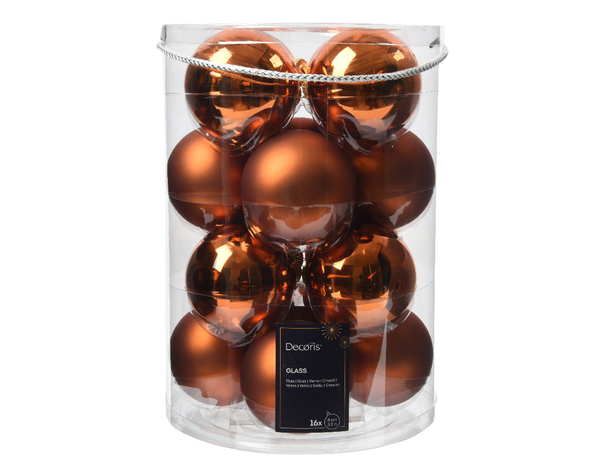 BAUBLES GLASS SHINY, MATT MIX WARM CIDER