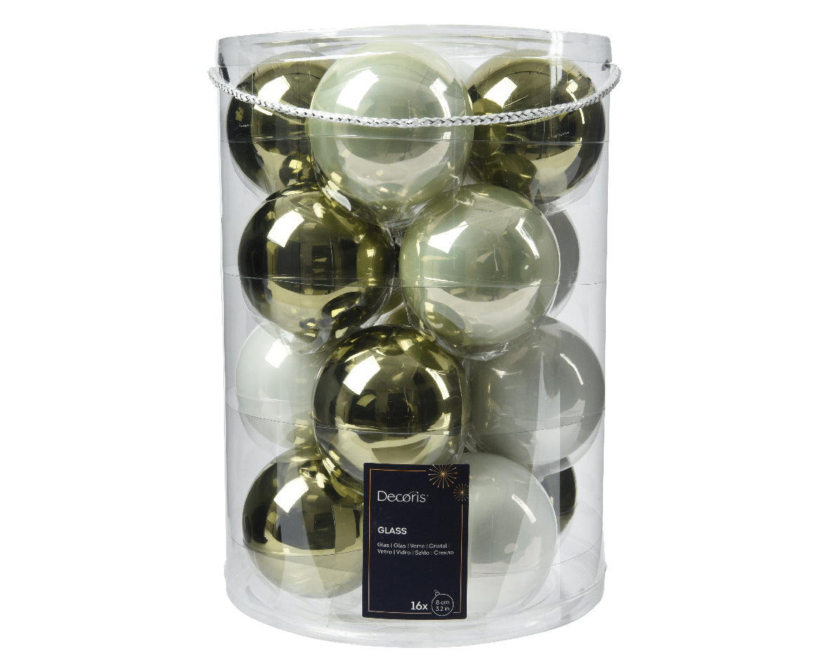 BAUBLES GLASS SHINY, ENAMEL MIX GREEN WHIT