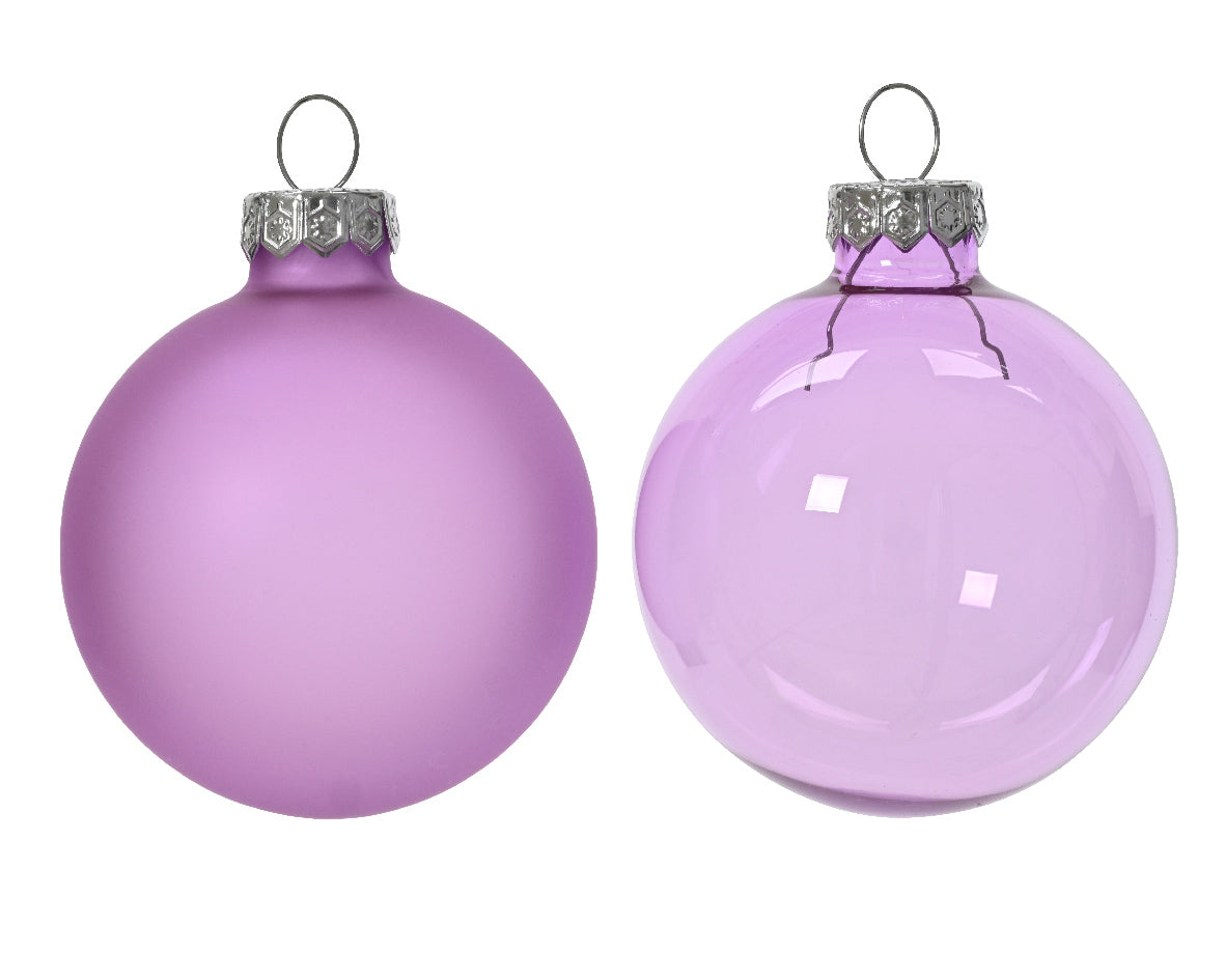 PACK DE 6 BOLAS DE NAVIDAD DE CRISTAL COLOR LILA