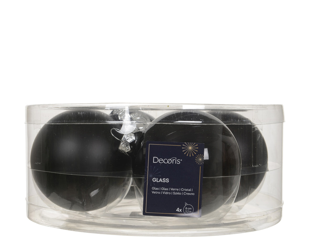 BAUBLES GLASS UNSILVERED SHINY, MATT MIX BLACK