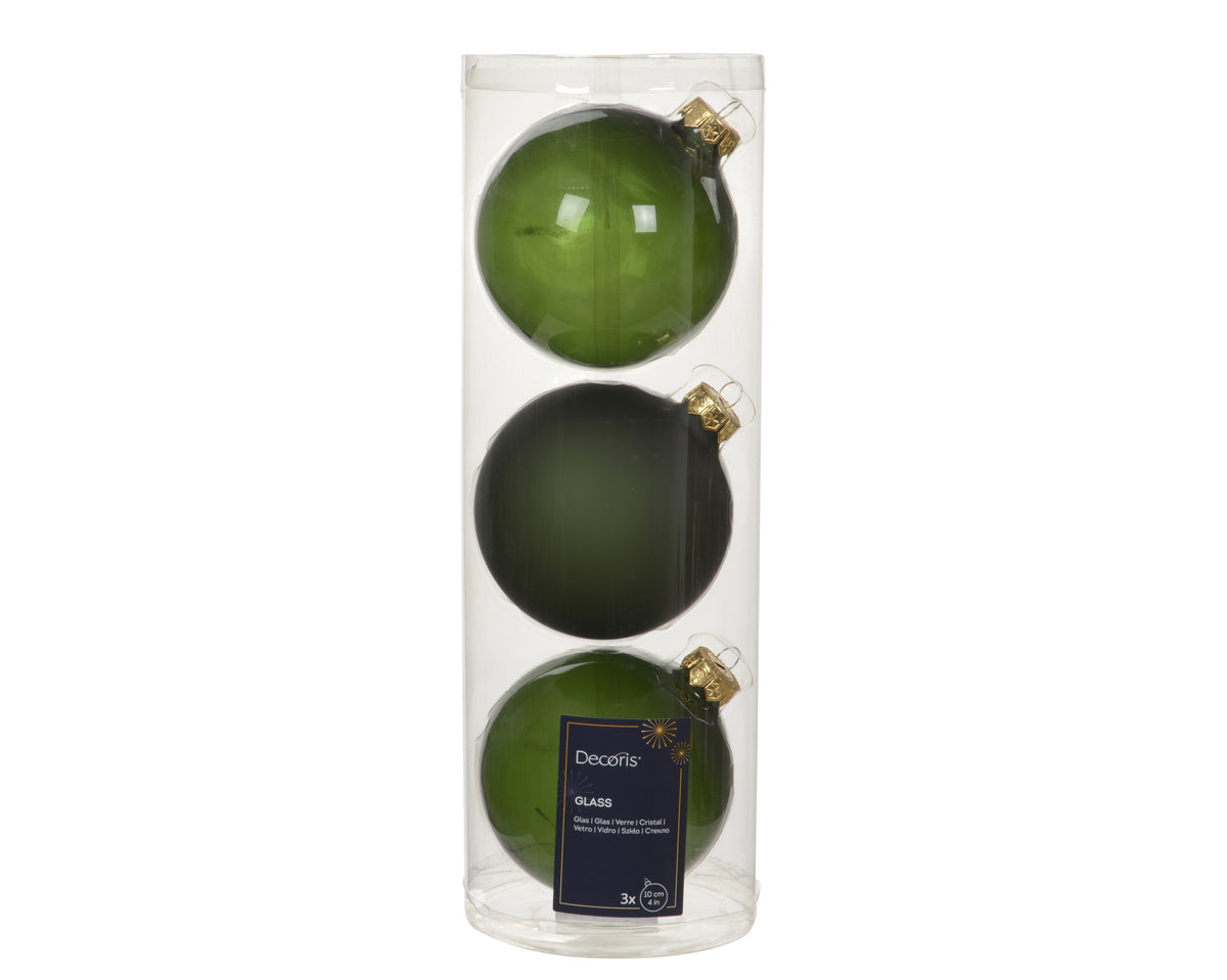 BAUBLES GLASS UNSILVERED SHINY, MATT MIX PINE GREE
