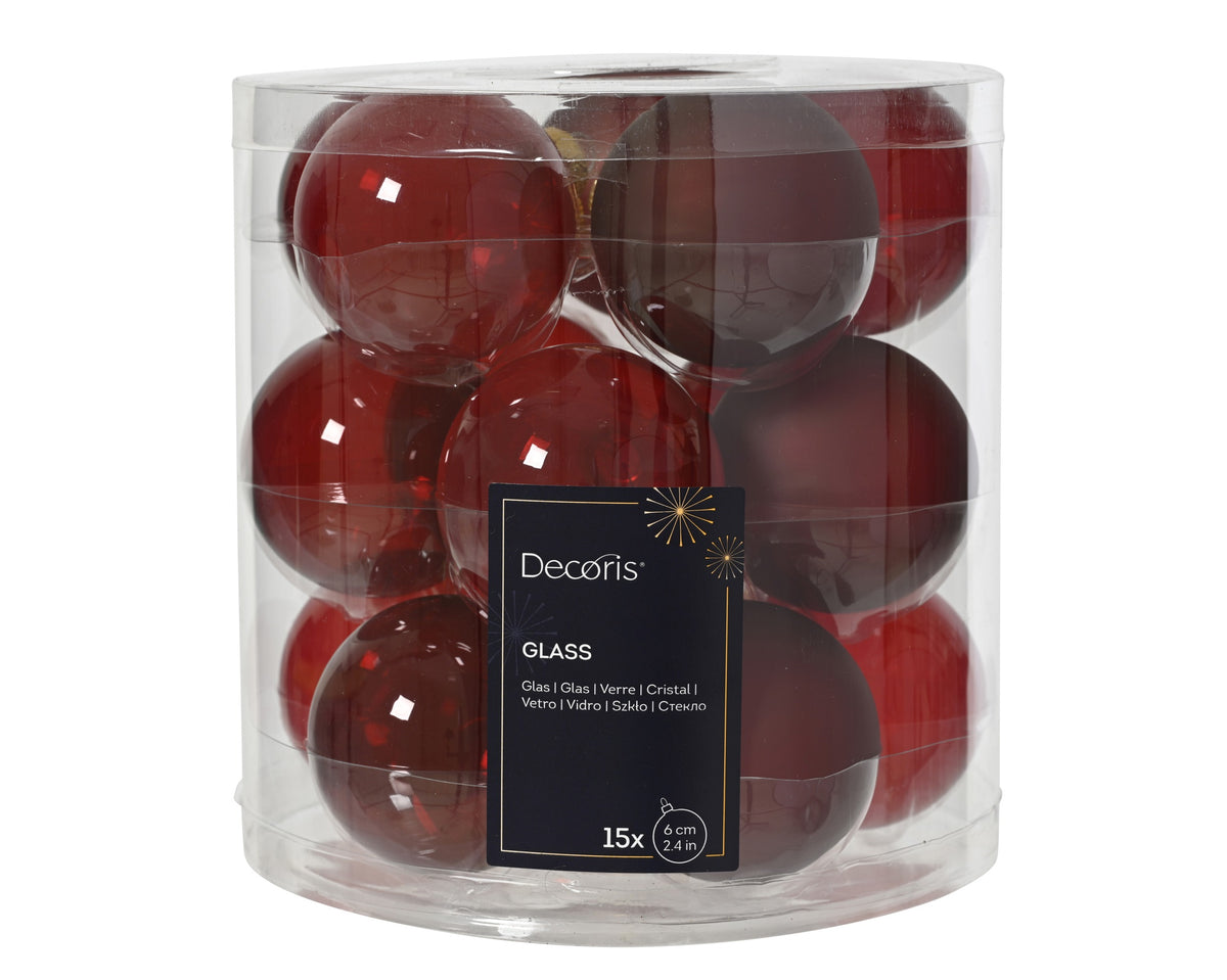 BAUBLE GLASS UNSILVERED MIX CHRISTMAS RED/COLOUR(S) DIÁMETRO 6CM
