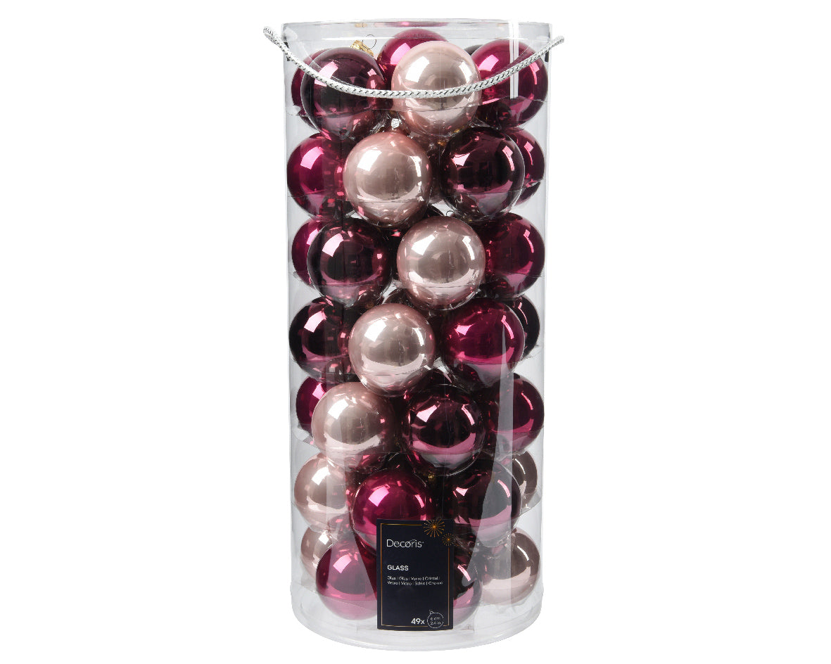 BAUBLE GLASS SHINY ENAMEL PINK