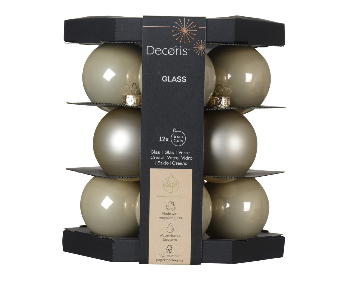 BAUBLES GLASS SHINY D6CM PEARL