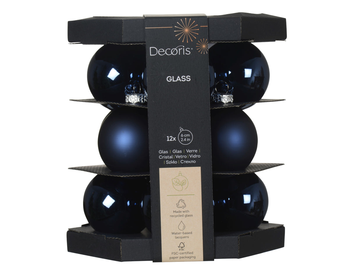 BAUBLES GLASS SHINY D6CM NIGHT BLUE