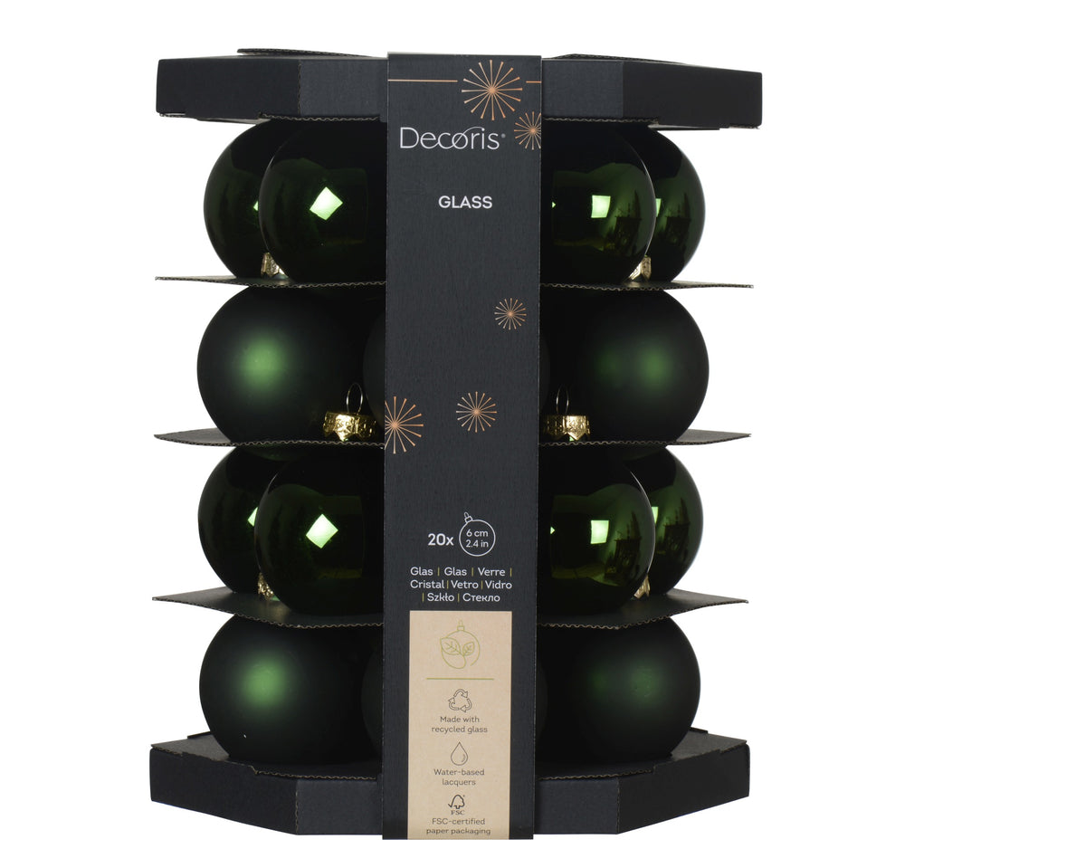 BAUBLES GLASS SHINY D6CM PINE GREEN