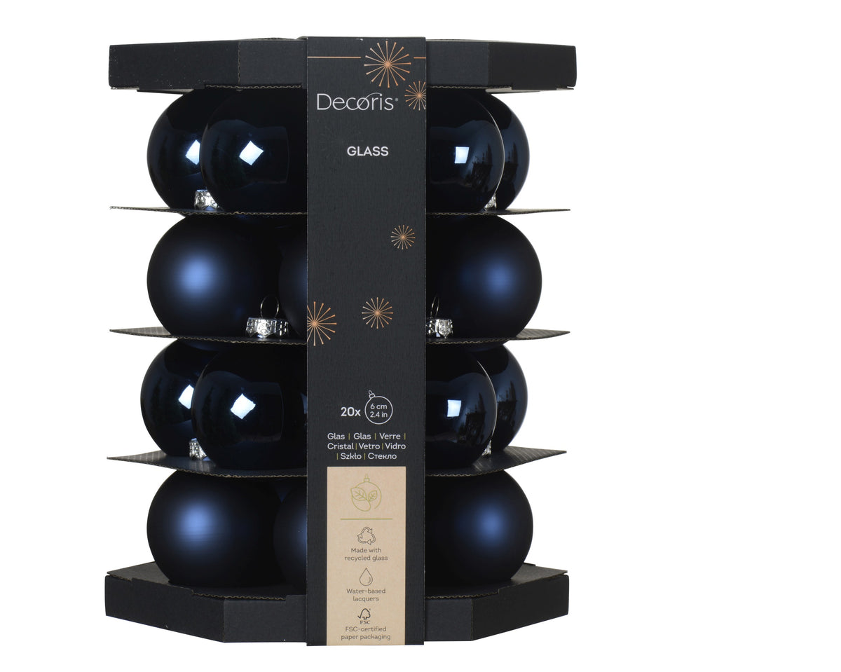 BAUBLES GLASS SHINY M D6CM NIGHT BLUE