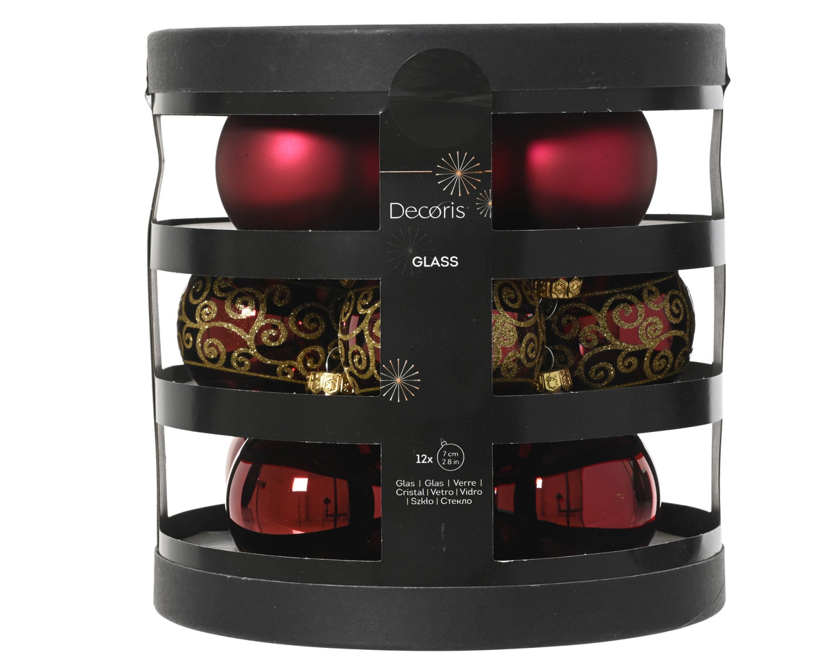 BAUBLES GLASS SHINY D7CM OXBLOOD