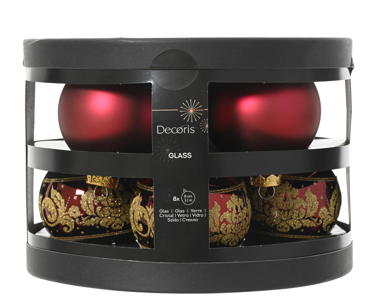 BAUBLES GLASS MATT D8CM OXBLOOD