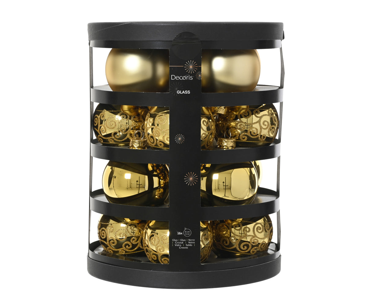 BAUBLES GLASS SHINY D8CM LIGHT GOLD