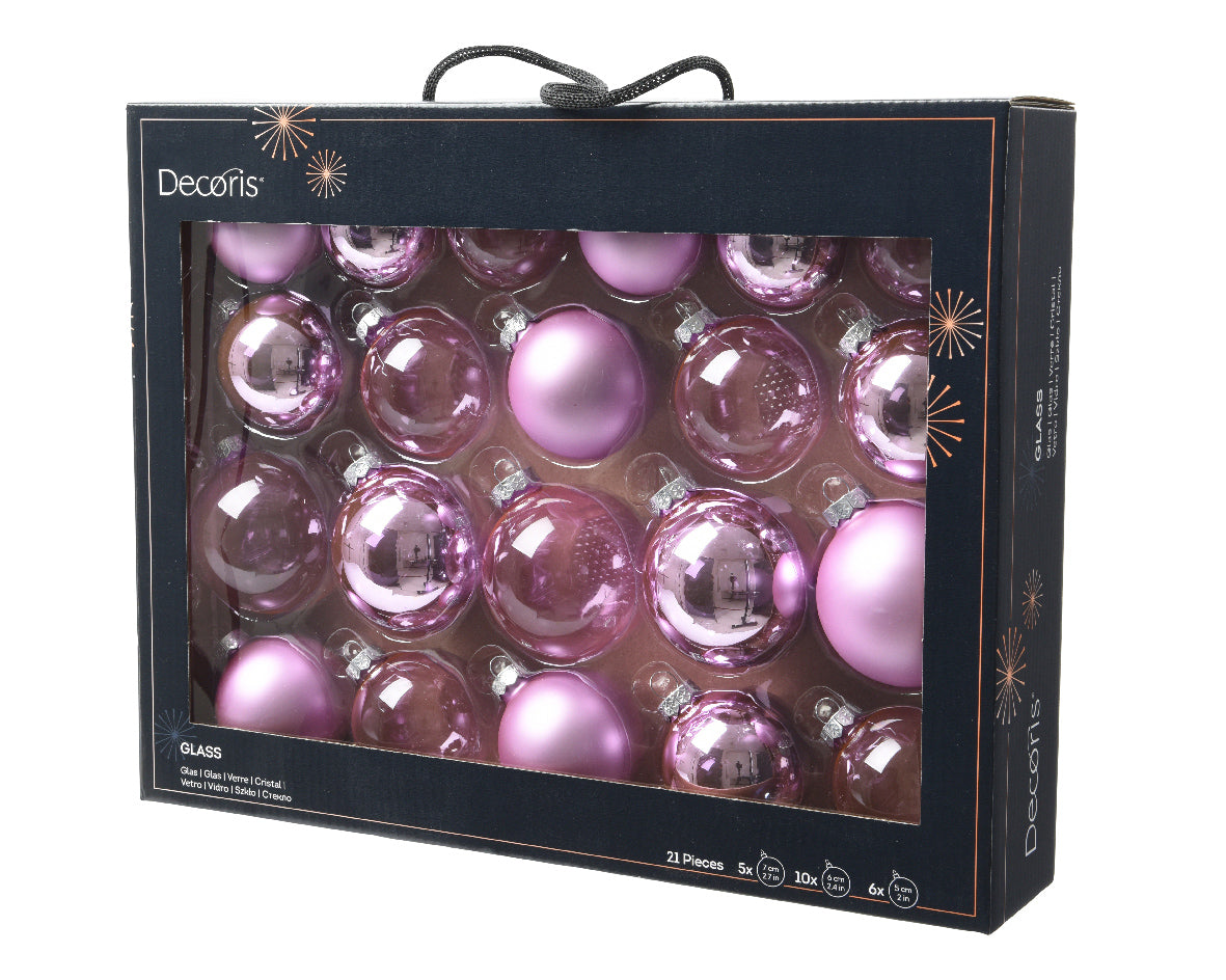 BAUBLE GLASS SHINY TRANSP MIX LILAC BREEZE