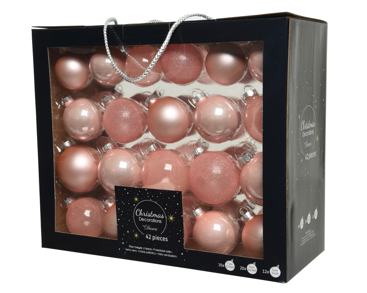 BAUBLES GLASS SHINY,MATT,GLITTER,TRANSPARENT BLUSH