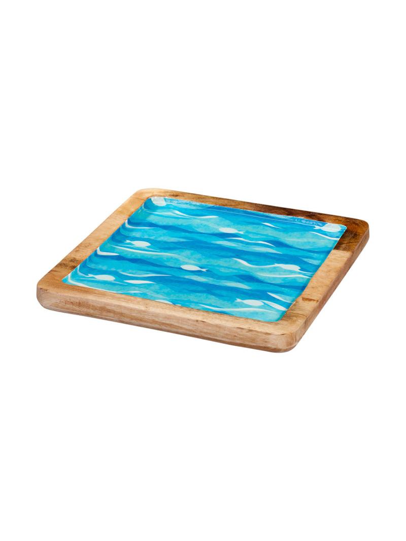 BANDEJA AZUL PARA SERVIR MADERA DE MANGO
