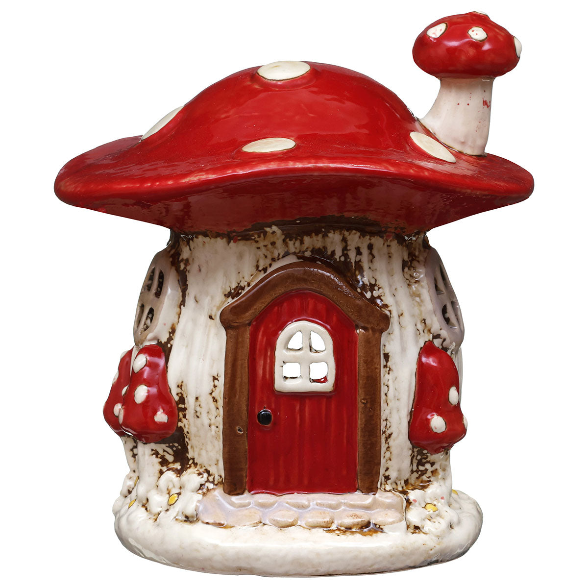 MUSHROOM TERRACOTTA TEALIGHTHOLDER RED PQ