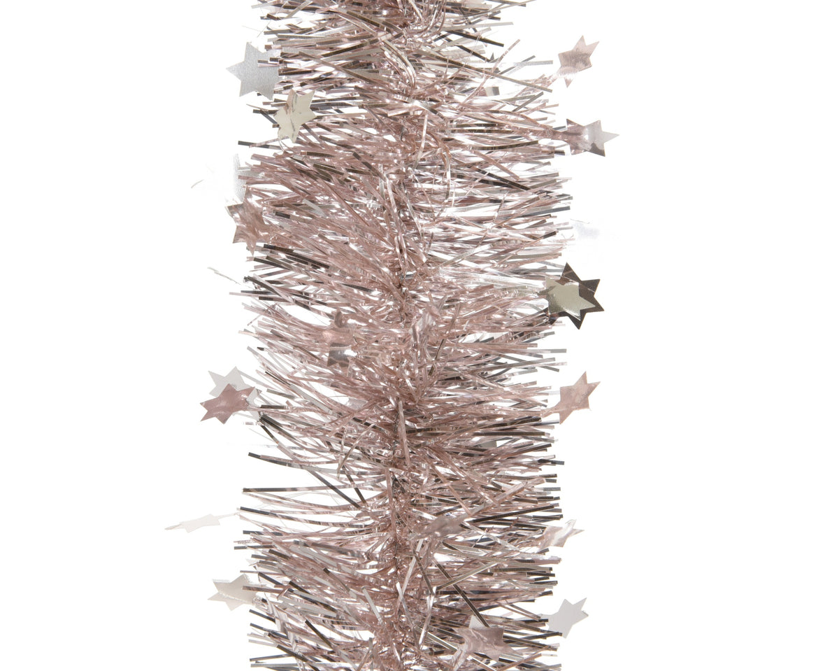 TINSEL GARLAND PET SHINY STARS BLUSH PINK