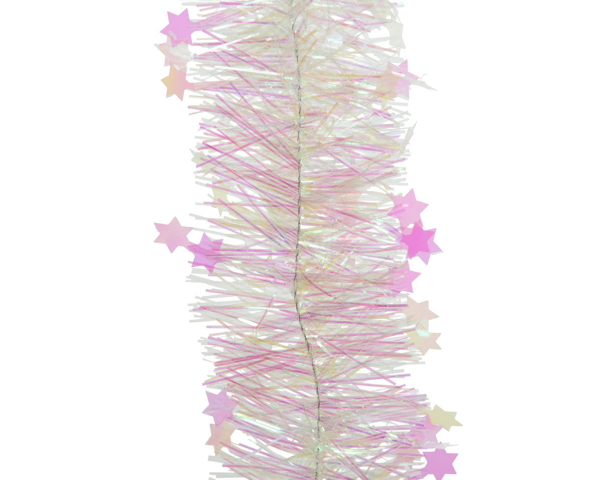 TINSEL GARLAND PET CLEAR IRIS STARS