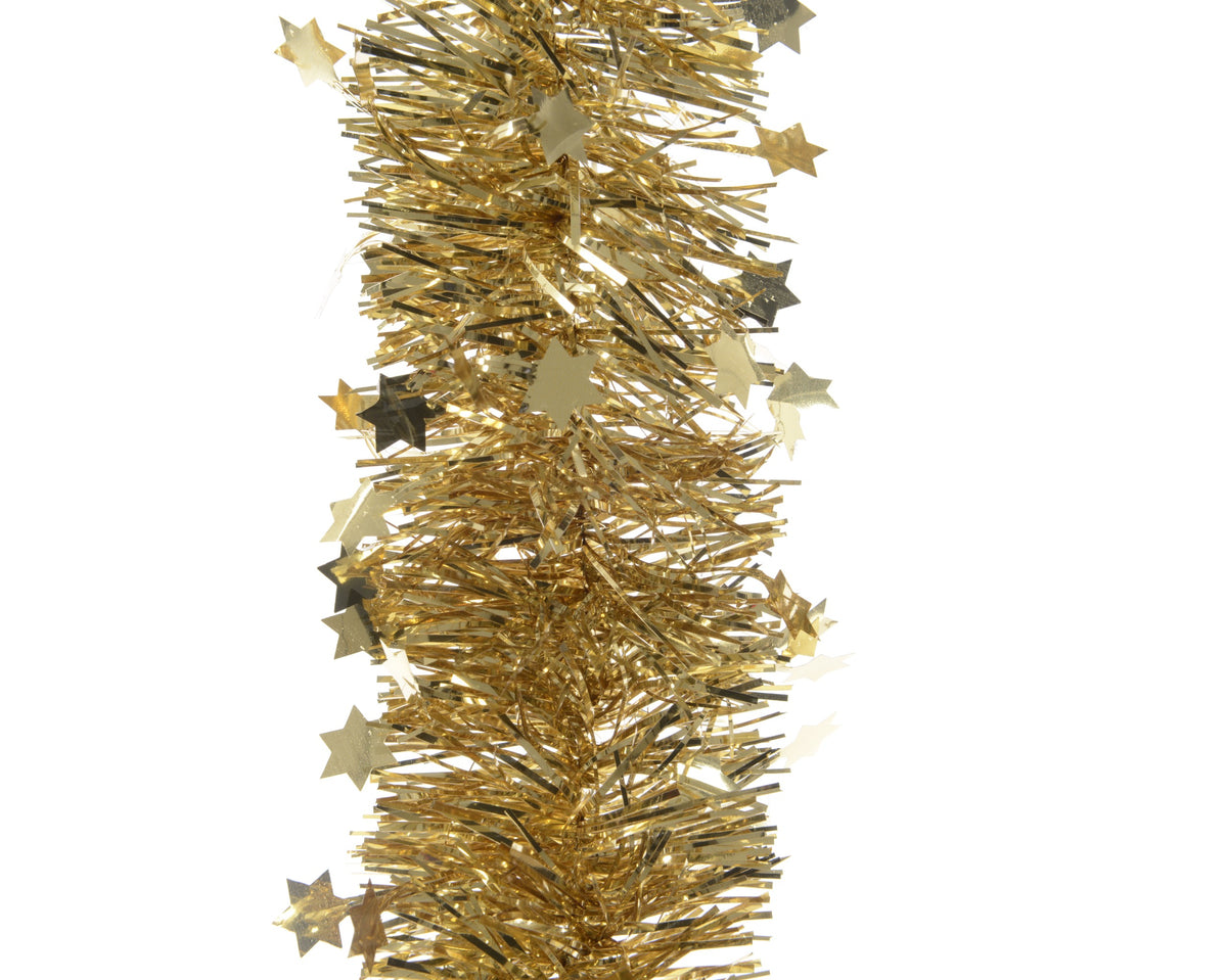 TINSEL GARLAND PE SHINY STARS LIGHT GOLD