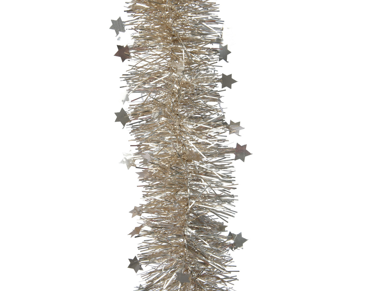 TINSEL GARLAND PET SHINY MIX OF TINSEL W STARS