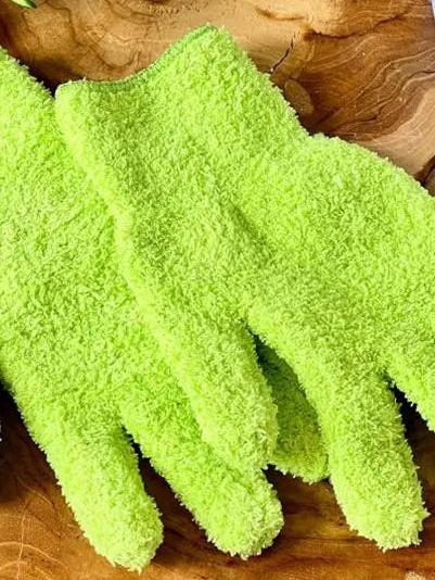 GUANTES DE POLVO DE PLANTAS VERDES