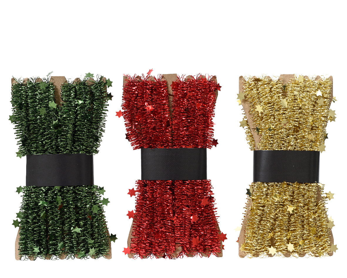 TINSEL GARLAND PVC SHINY 3COL ASS