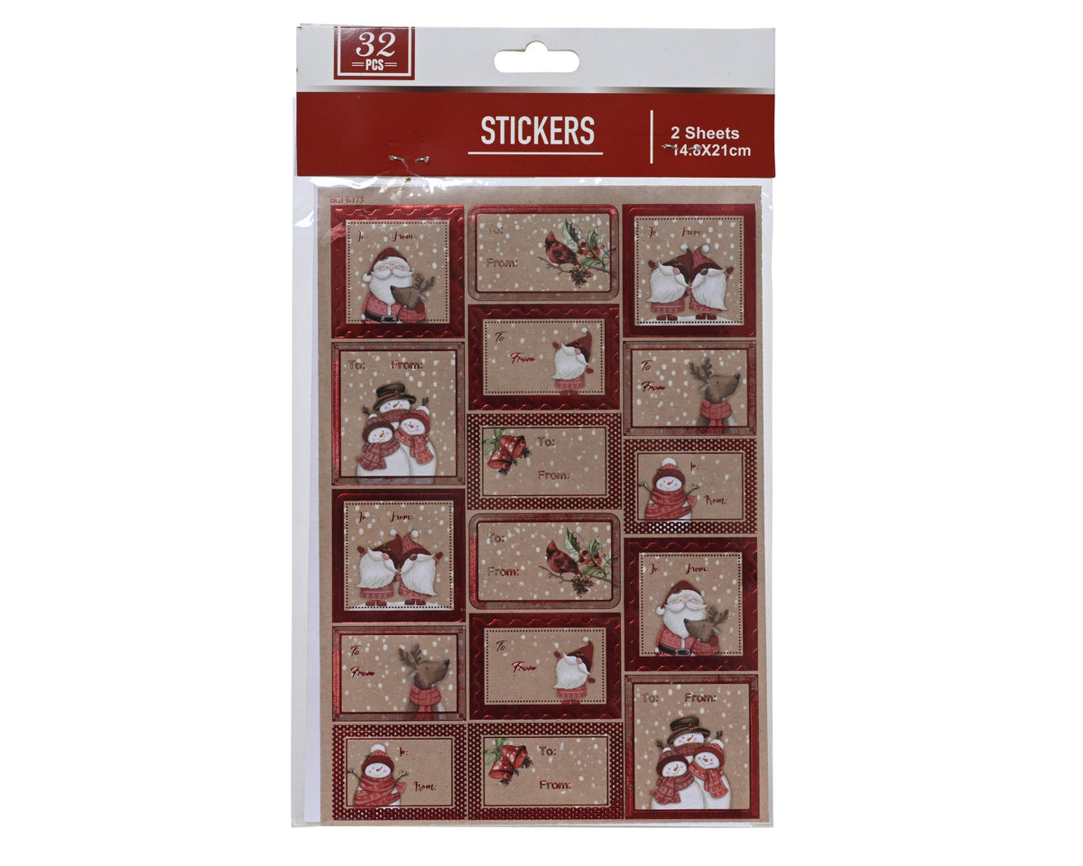 STICKER PAPER RED FOIL SANTA FSC RED