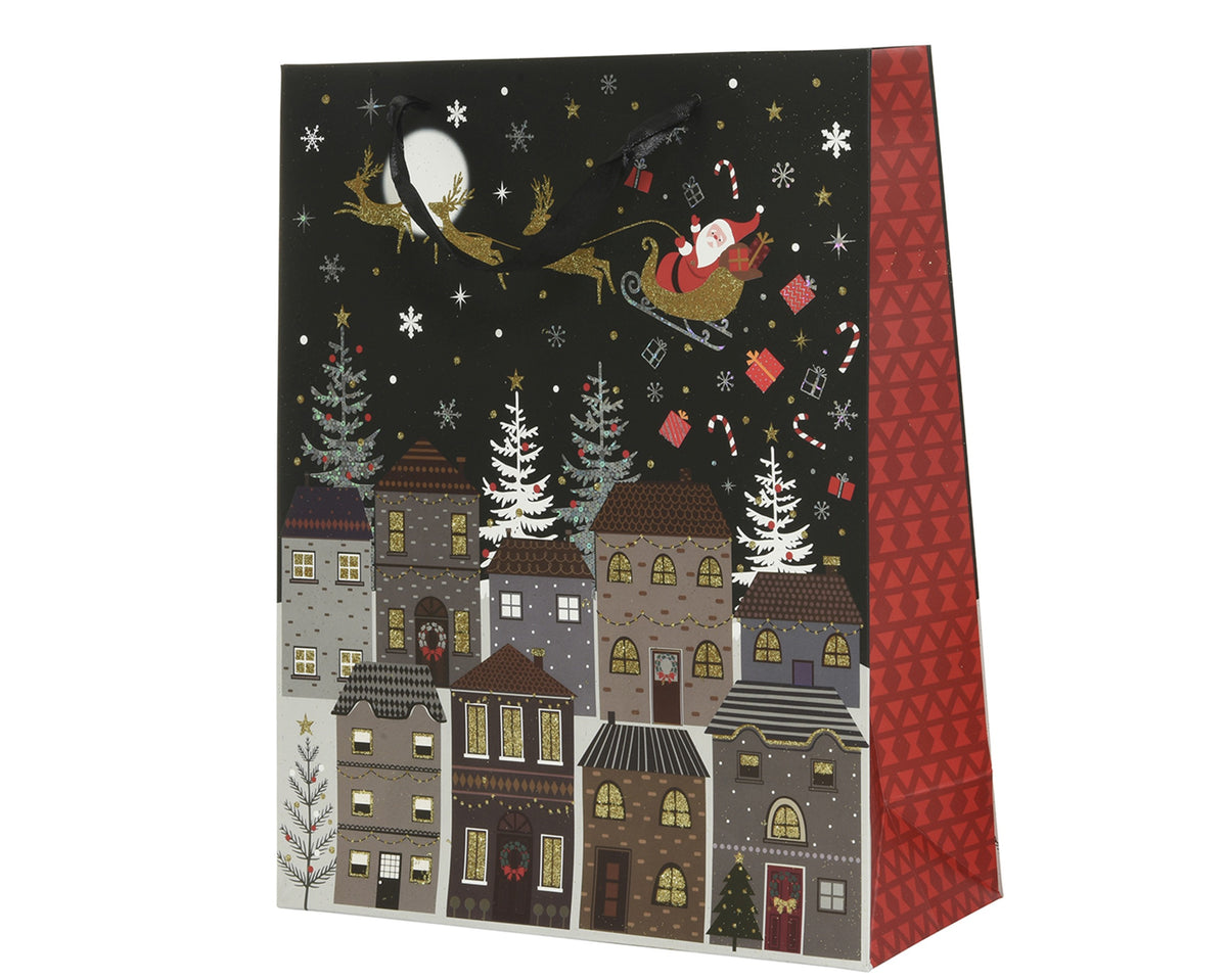 GIFTBAG PAPER RECTANGLE GLITTER VILLAGE LARGO 10CM X ANCHO 26CM X ALTO 32CM
