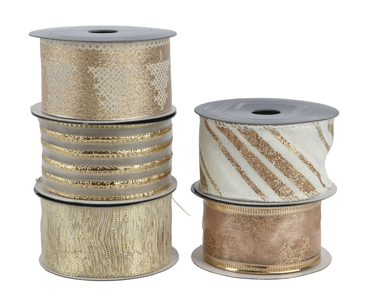 RIBBON POLYESTER 5ASS CHAMPAGNE LARGO 300CM X ANCHO 4CM X ALTO 4.2CM