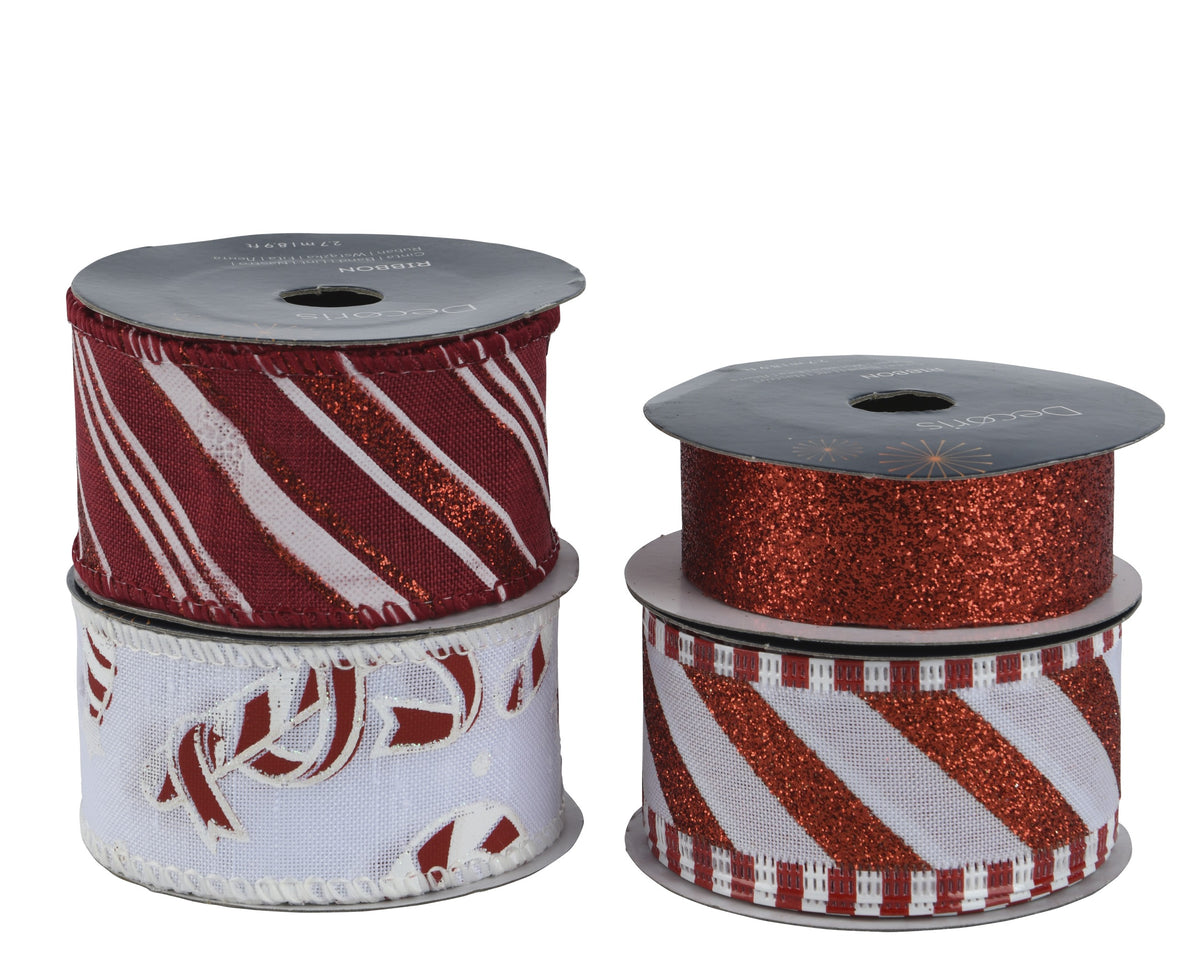RIBBON POLYESTER 4ASS RED/WHITE LARGO 300CM X ANCHO 4CM X ALTO 4.2CM