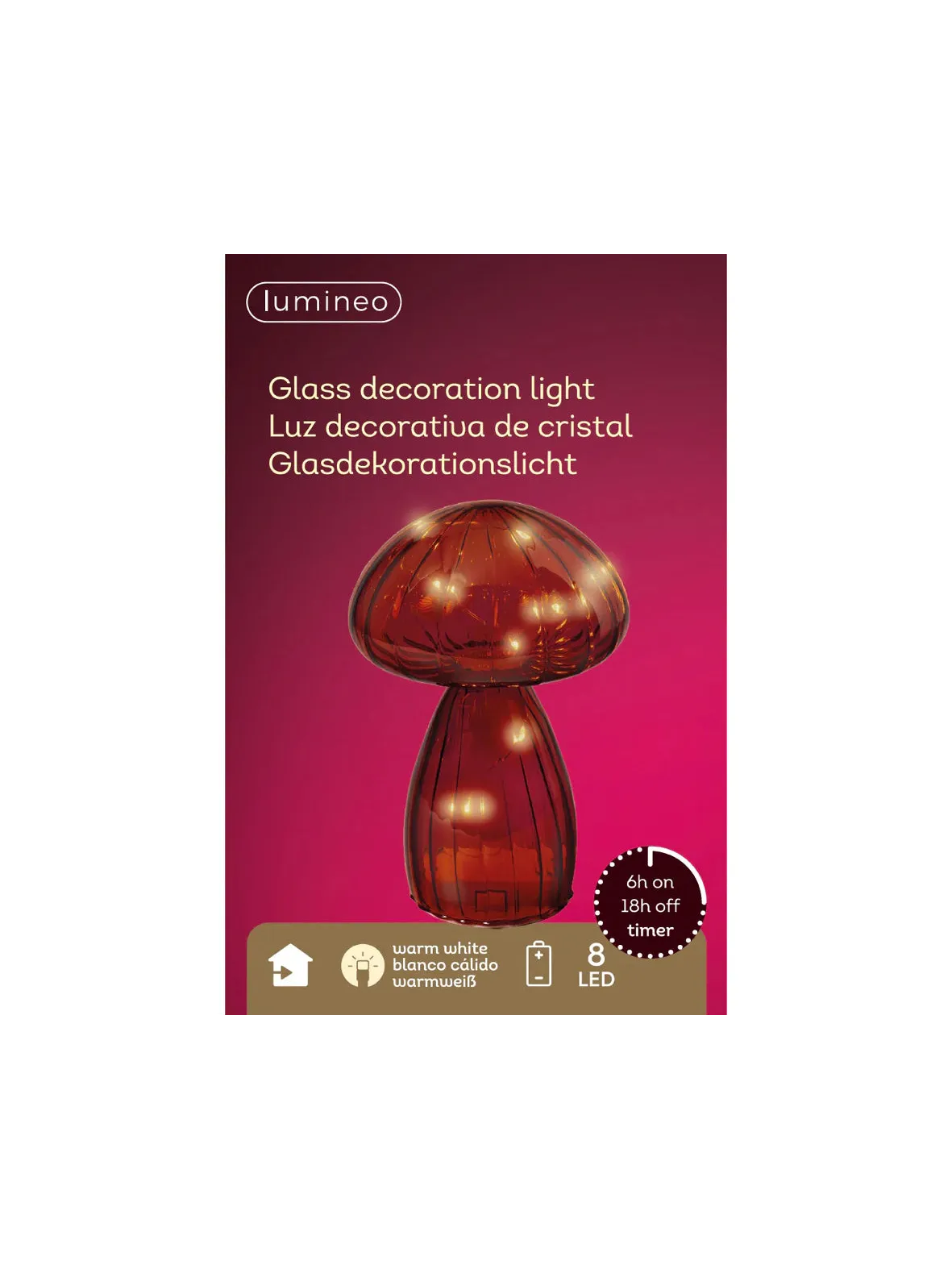 MICRO LED MUSHROOM GLASS BROWN/WARM WHITE