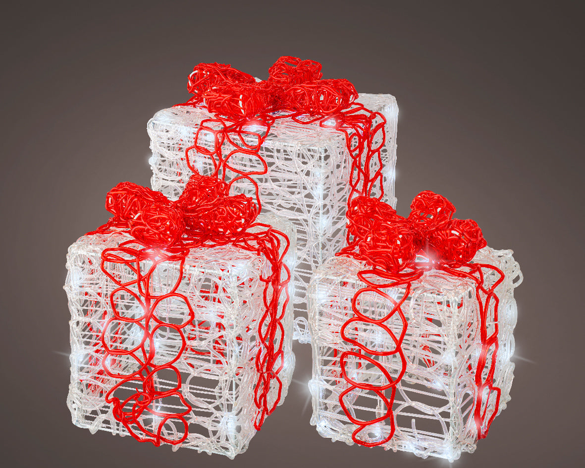 LED GIFTBOX ACRYL FLASHING TRANSP COOL WHITE