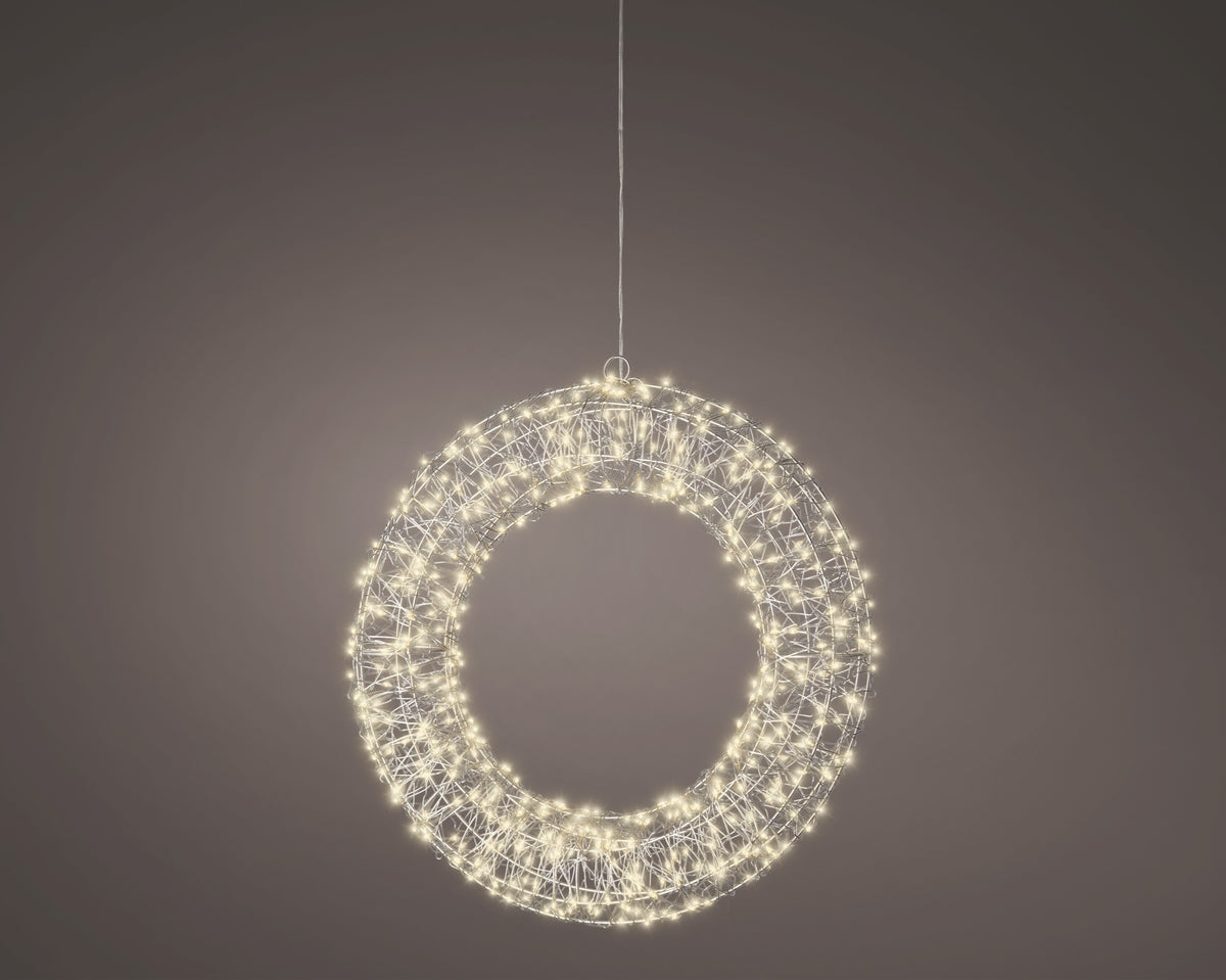 MICROLED FRAME LIGHT METAL WREATH 7X38X38CM SIL WW