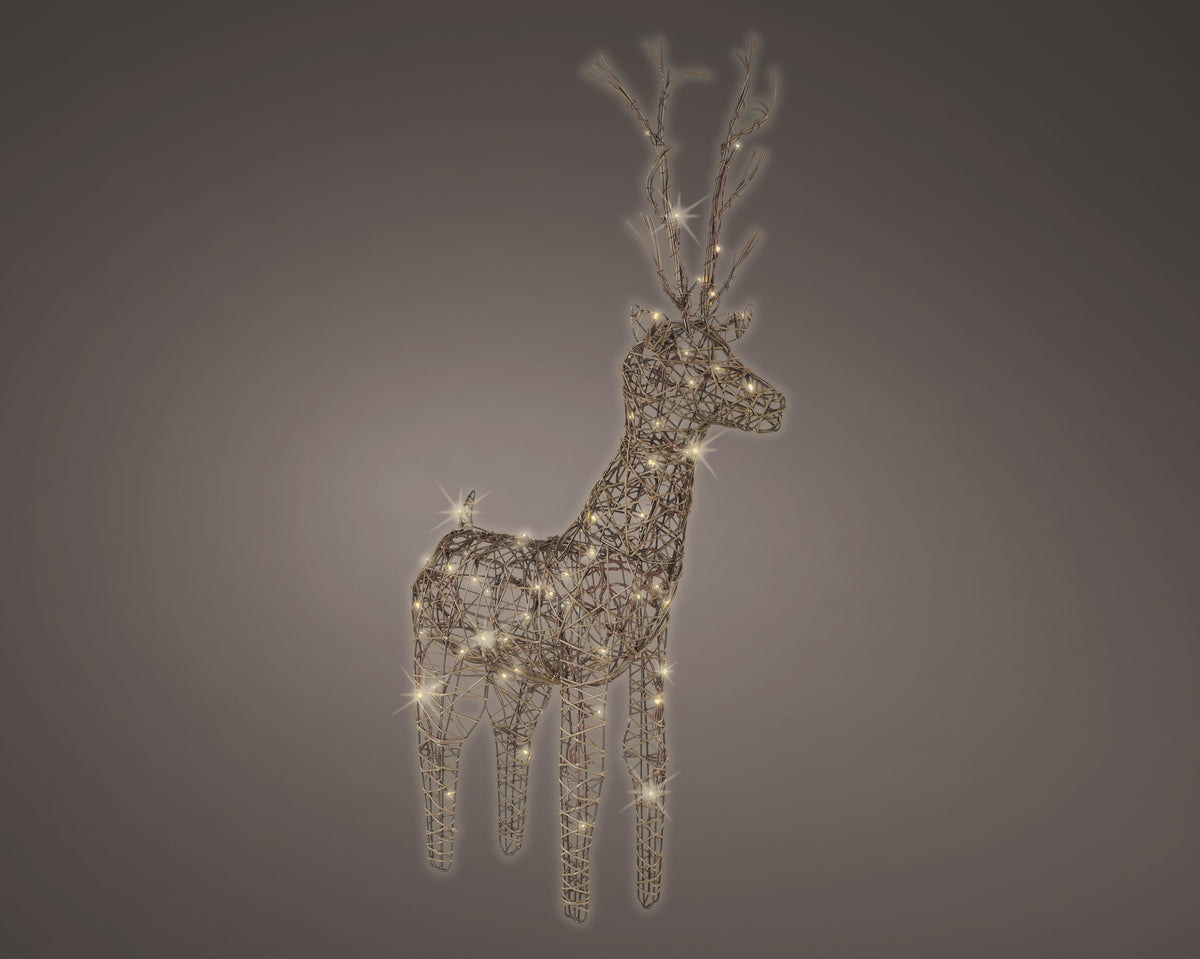 RENO DECORATIVO DE MIMBRE CON 48 LED DE 69CM