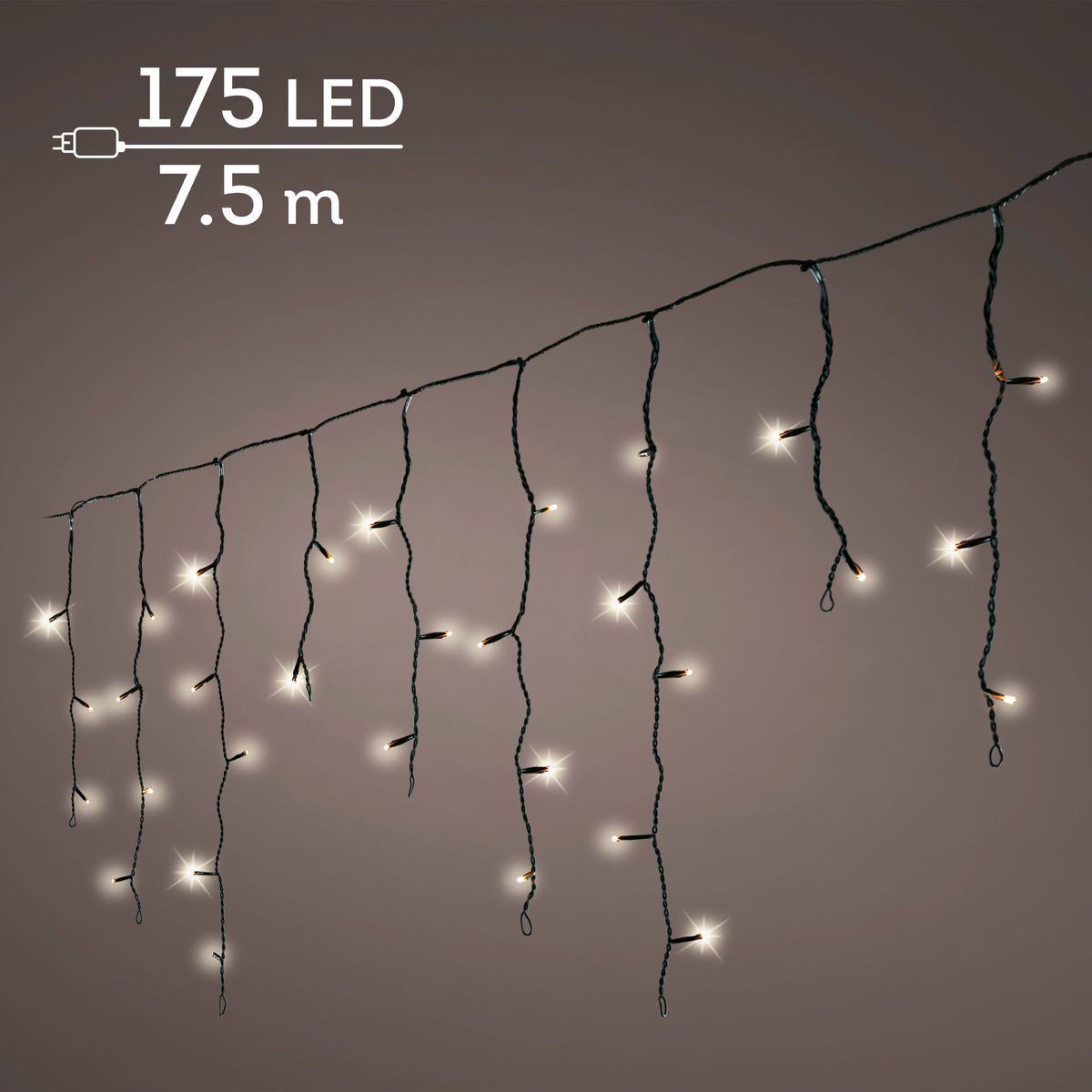 LED ICICLE LIGHTS 8 FUNCTION TWINKLE L750CM WHITE