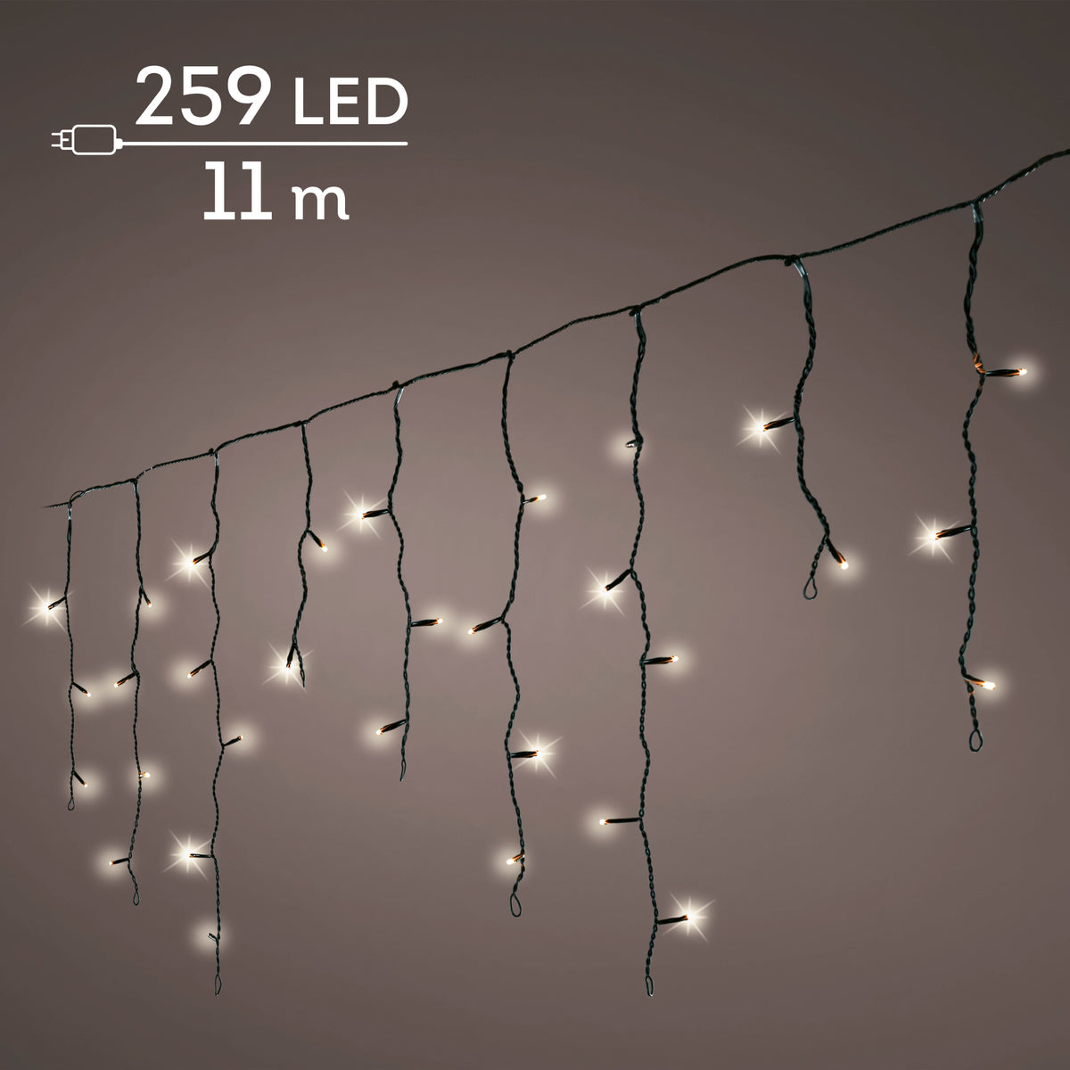 LED ICICLE LIGHTS 8 FUNCTION TWINKLE L1100CM WHITE