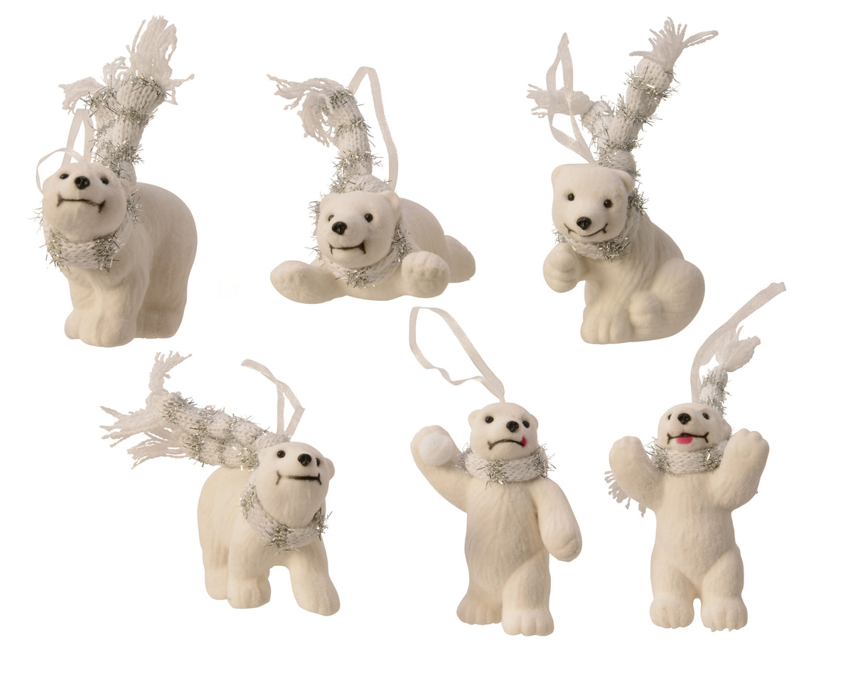 POLAR BEAR PLASTIC FLOCK SCARF 6ASS WHITE LARGO 10CM X ANCHO 6CM X ALTO 3.5CM
