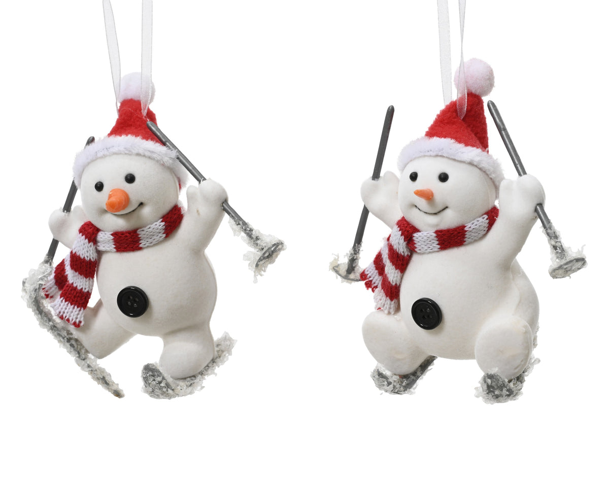 SNOWMAN PLASTIC FLOCK 2ASS WHITE/COLOUR(S) LARGO 11CM X ANCHO 6CM X ALTO 11CM