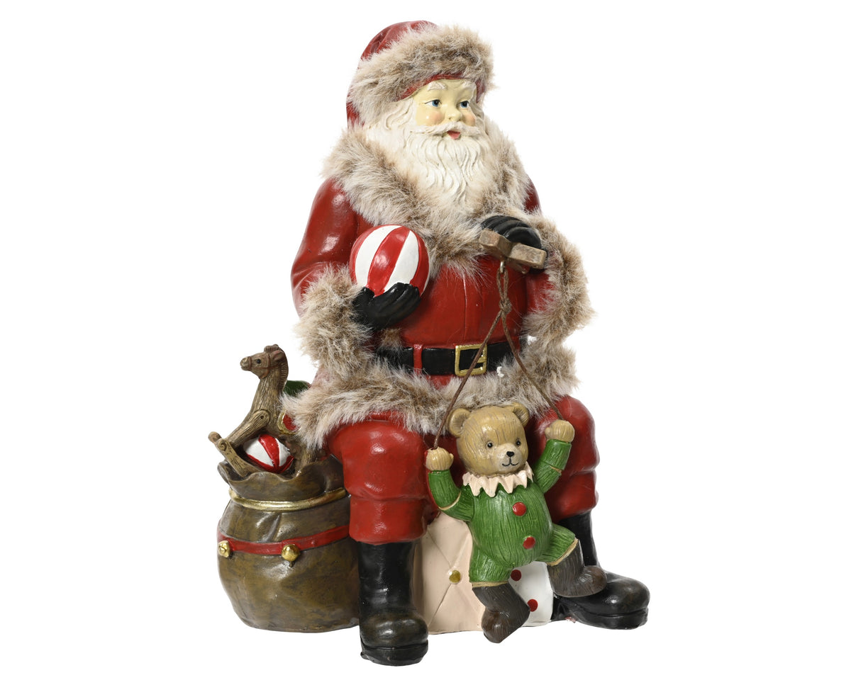 SANTA POLYRESIN SANTA BEAR RED