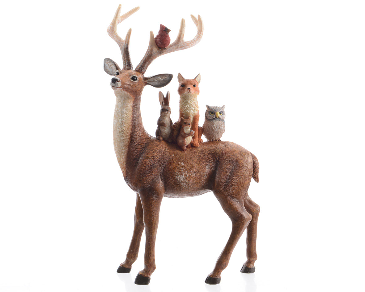 REINDEER POLYRESIN 8X16X25.5CM BROWN